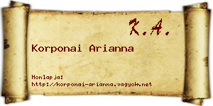 Korponai Arianna névjegykártya